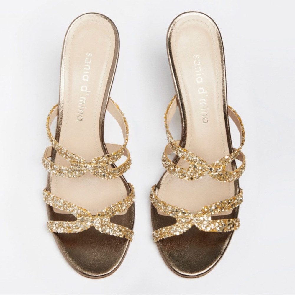 Sania D’Mina Gianna Glotter Gold Heels 38